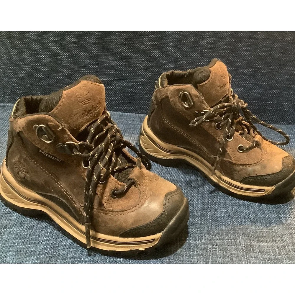 Timberland Toddler S 7Brown Leather Hiking Ankle Boots Lace Up Waterproof Winter